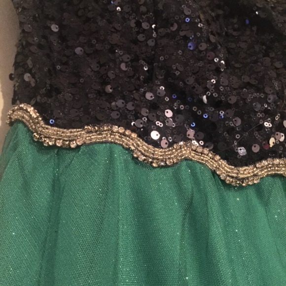 Deb homecoming formal dance sequins rhinestones glitter strapless dress SIZE 16 - Picture 7 of 11